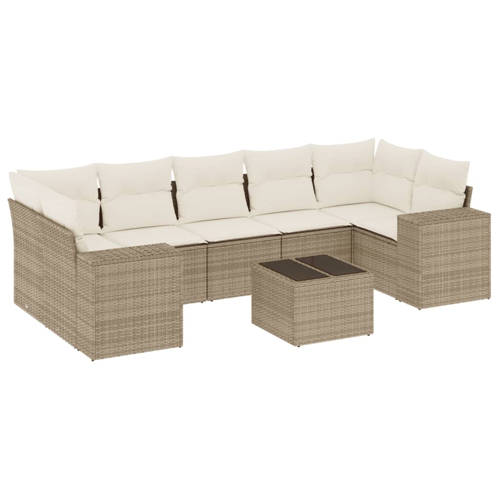 8-delige Loungeset met kussens poly rattan beige is nu te koop bij PeponiXL, paradijselijk wonen!