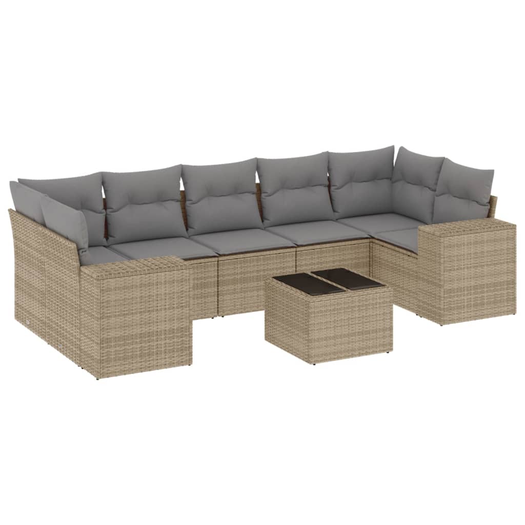 8-delige Loungeset met kussens poly rattan beige is nu te koop bij PeponiXL, paradijselijk wonen!