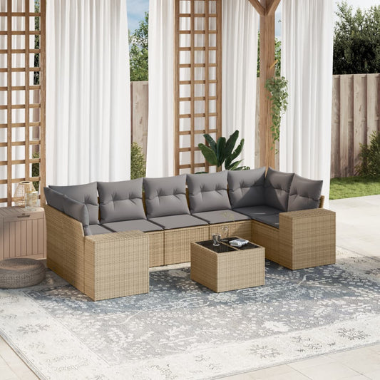 8-delige Loungeset met kussens poly rattan beige is nu te koop bij PeponiXL, paradijselijk wonen!