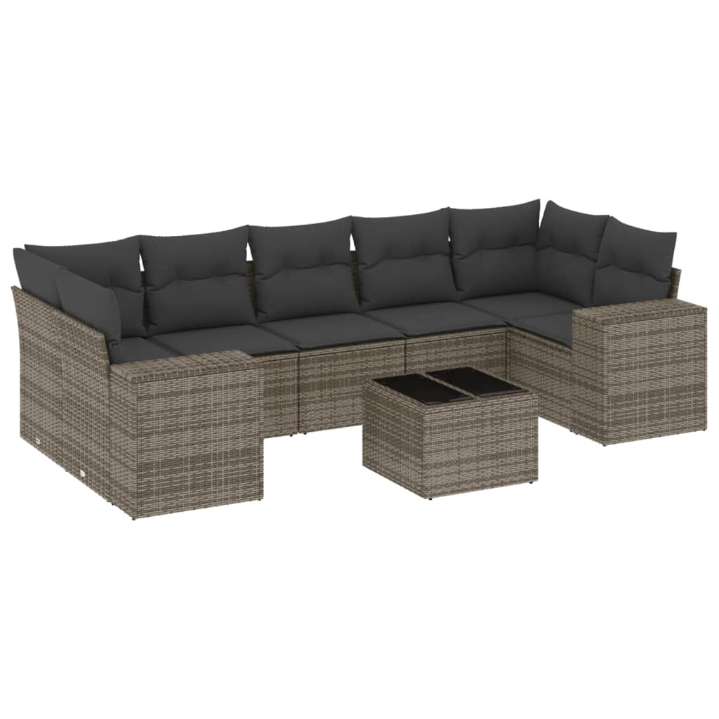 8-delige Loungeset met kussens poly rattan grijs is nu te koop bij PeponiXL, paradijselijk wonen!