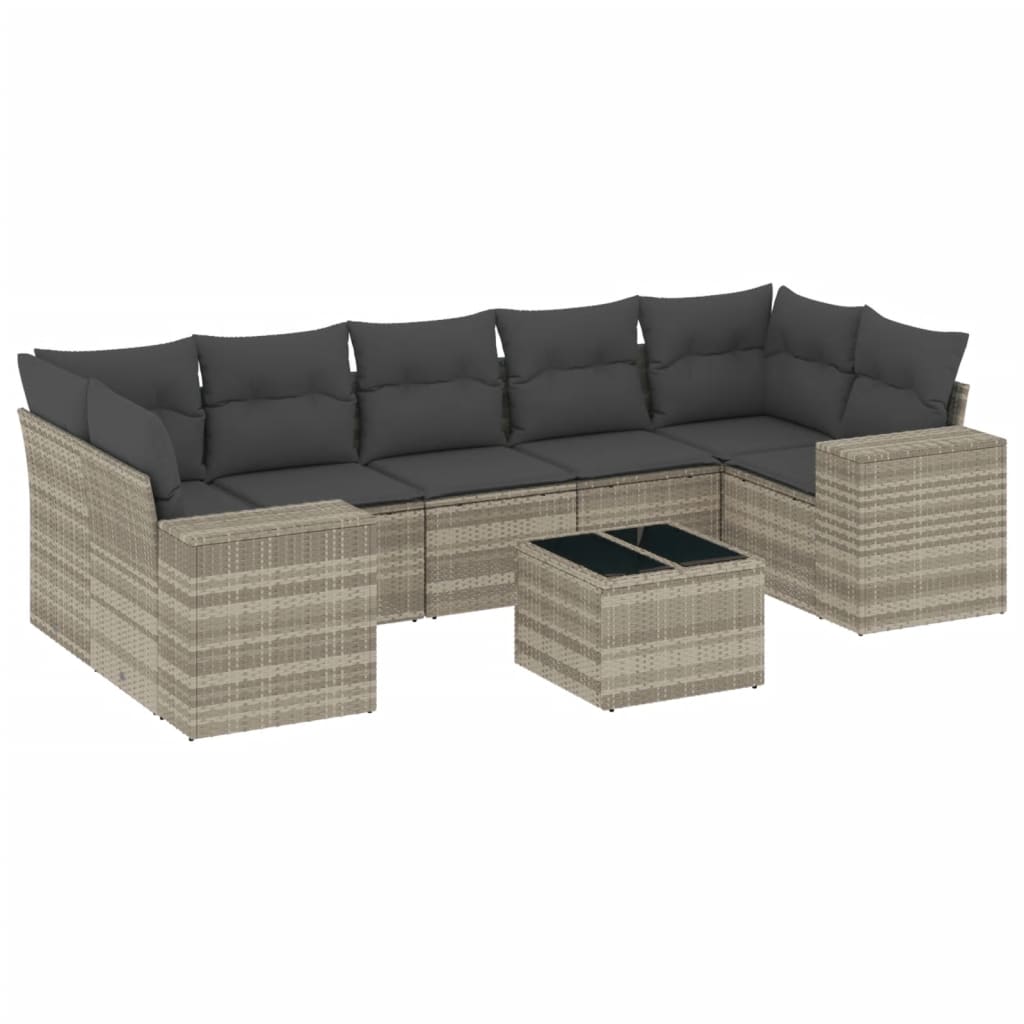 8-delige Loungeset met kussens poly rattan lichtgrijs is nu te koop bij PeponiXL, paradijselijk wonen!