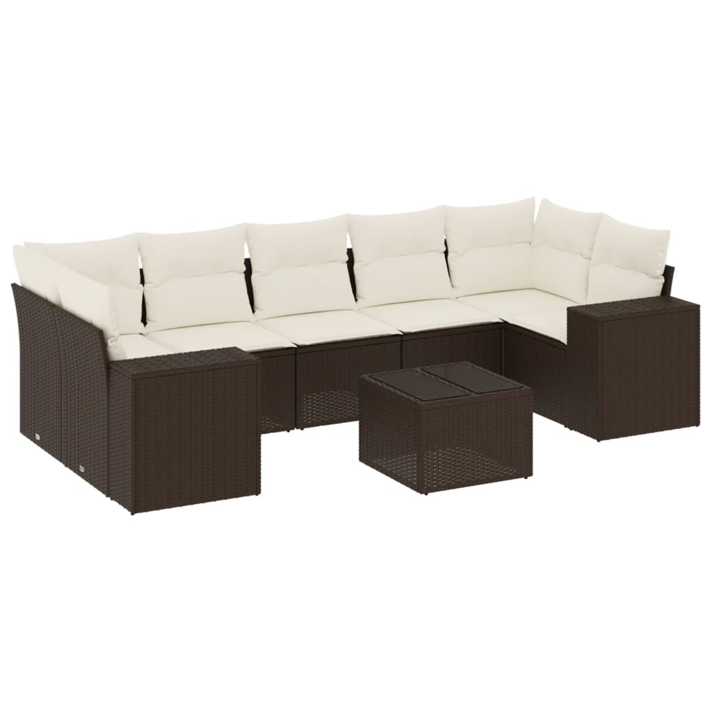 8-delige Loungeset met kussens poly rattan bruin is nu te koop bij PeponiXL, paradijselijk wonen!
