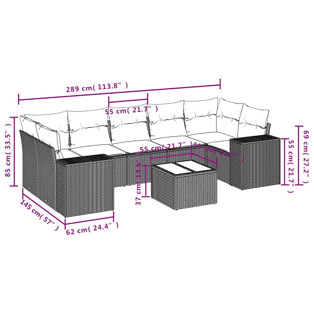 8-delige tuinbankset met kussens, bruin polyrotan is nu te koop bij PeponiXL, paradijselijk wonen!