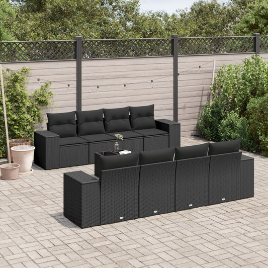 9-delige Loungeset met kussens poly rattan zwart is nu te koop bij PeponiXL, paradijselijk wonen!