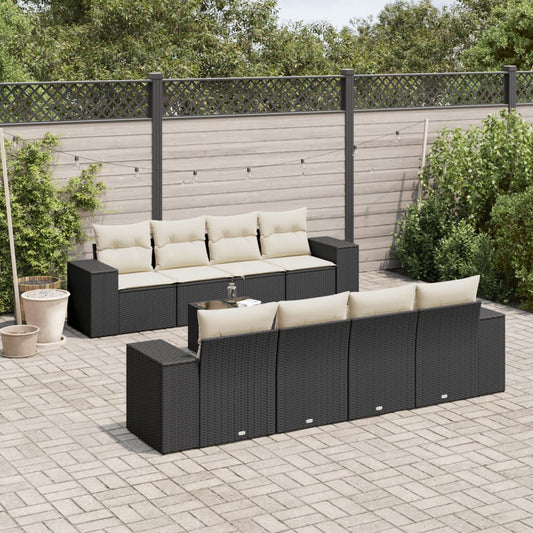 9-delige Loungeset met kussens poly rattan zwart is nu te koop bij PeponiXL, paradijselijk wonen!