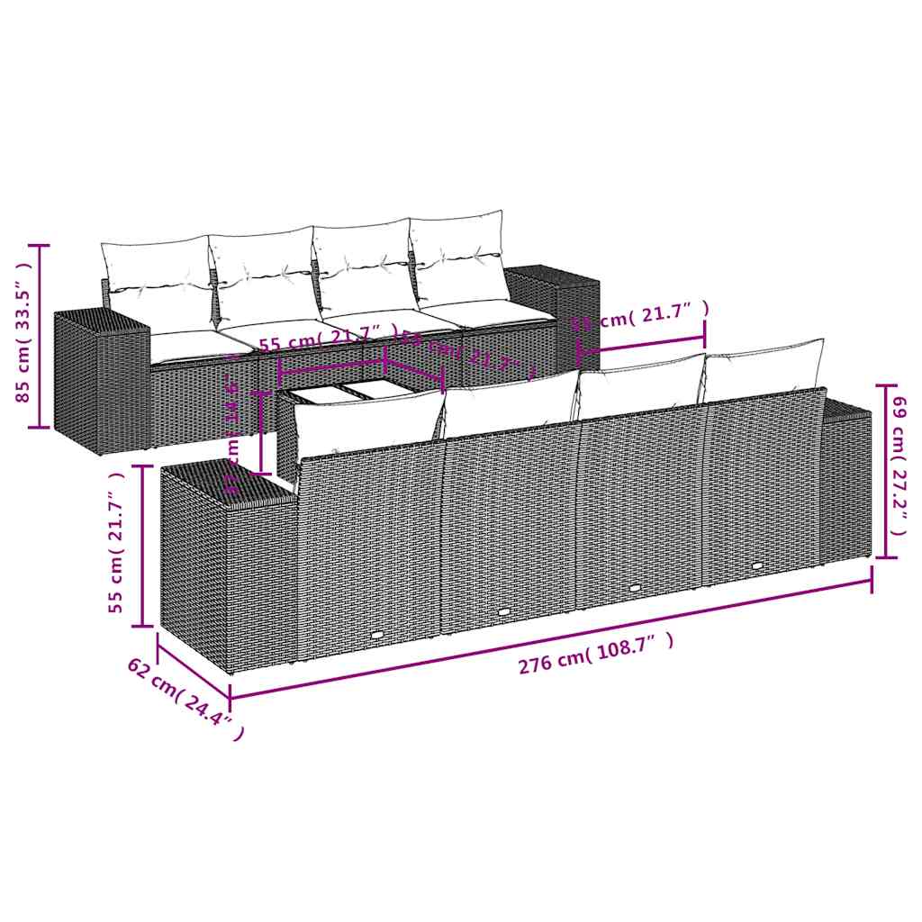 9-delige tuinbankset met kussens van zwart polyrotan is nu te koop bij PeponiXL, paradijselijk wonen!