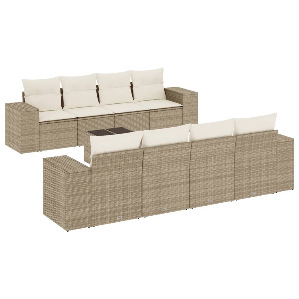 9-delige Loungeset met kussens poly rattan beige is nu te koop bij PeponiXL, paradijselijk wonen!