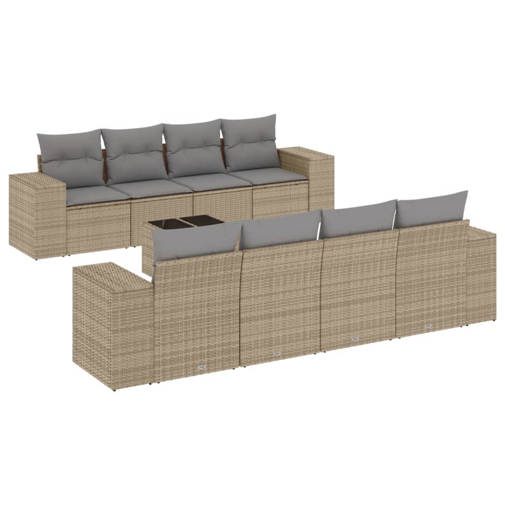 9-delige Loungeset met kussens poly rattan beige is nu te koop bij PeponiXL, paradijselijk wonen!