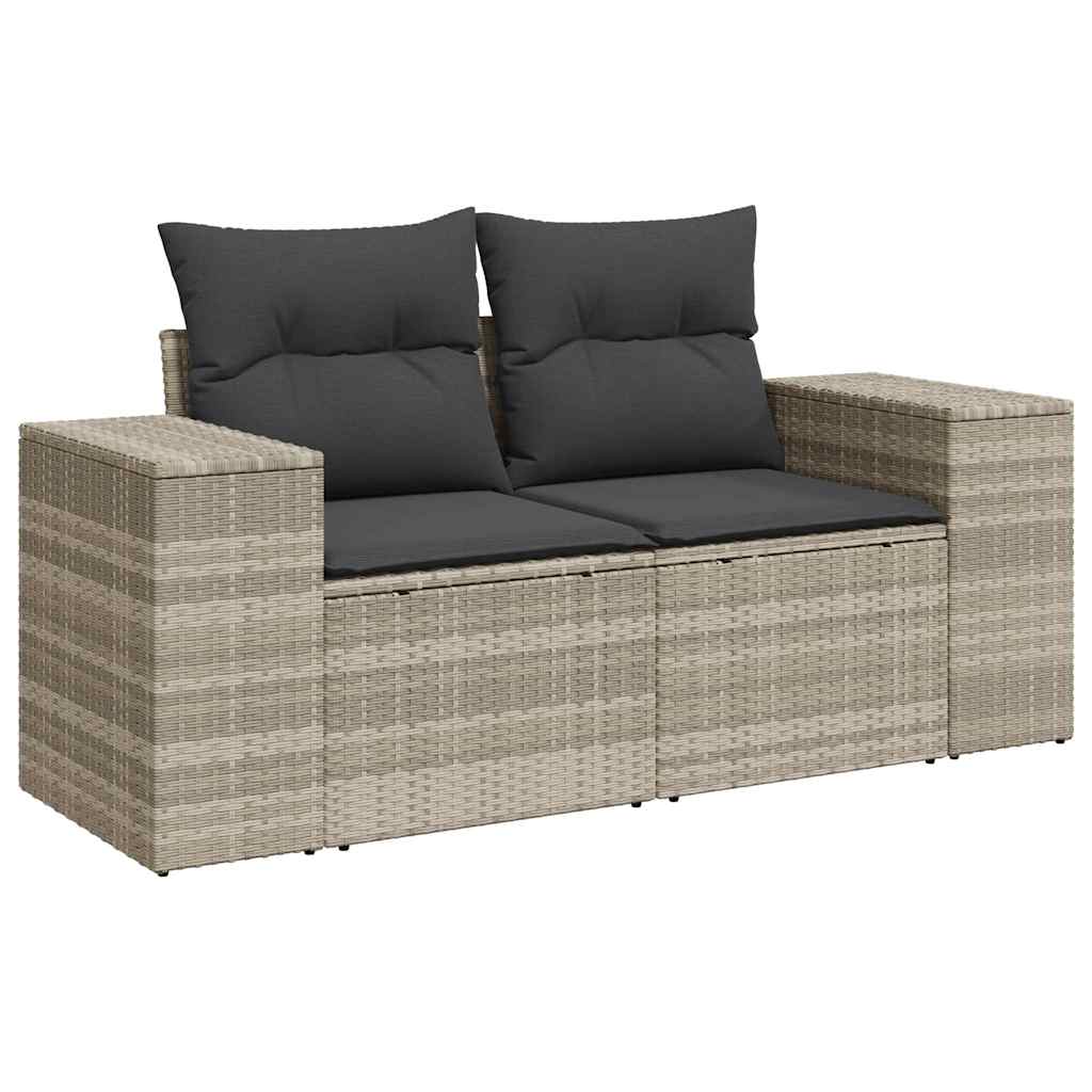 9-delige tuinbankset met kussens, grijs polyrotan is nu te koop bij PeponiXL, paradijselijk wonen!