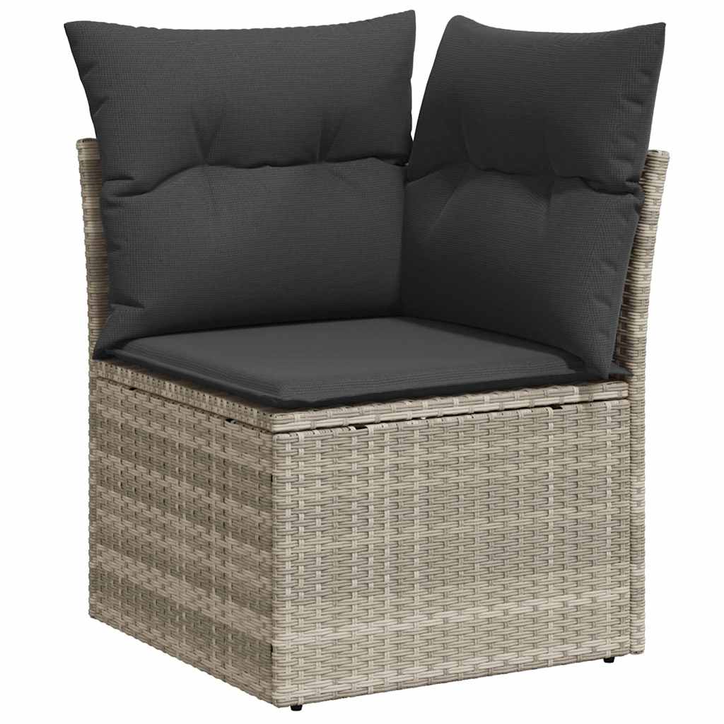 9-delige tuinbankset met kussens, grijs polyrotan is nu te koop bij PeponiXL, paradijselijk wonen!