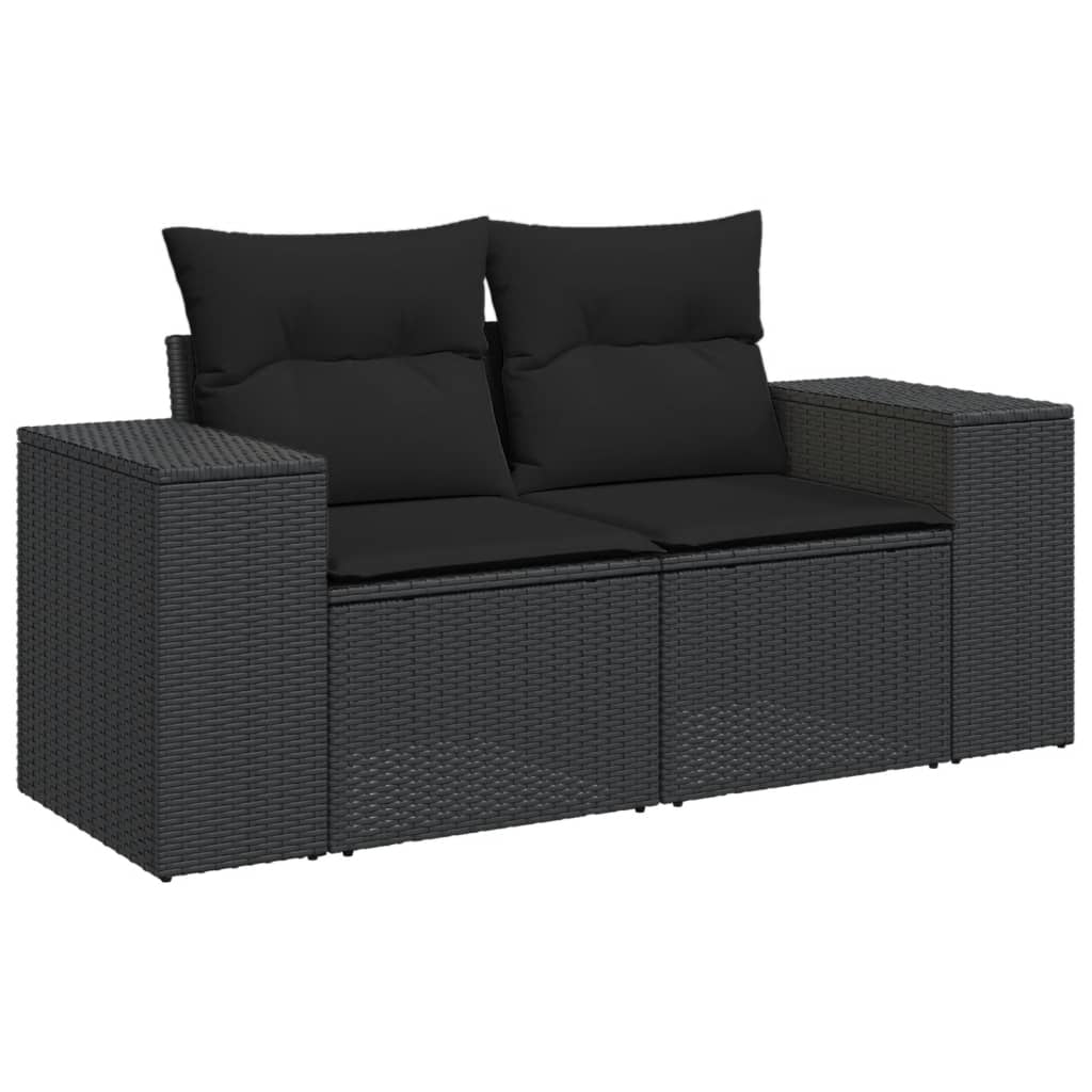 9-delige Loungeset met kussens poly rattan zwart is nu te koop bij PeponiXL, paradijselijk wonen!