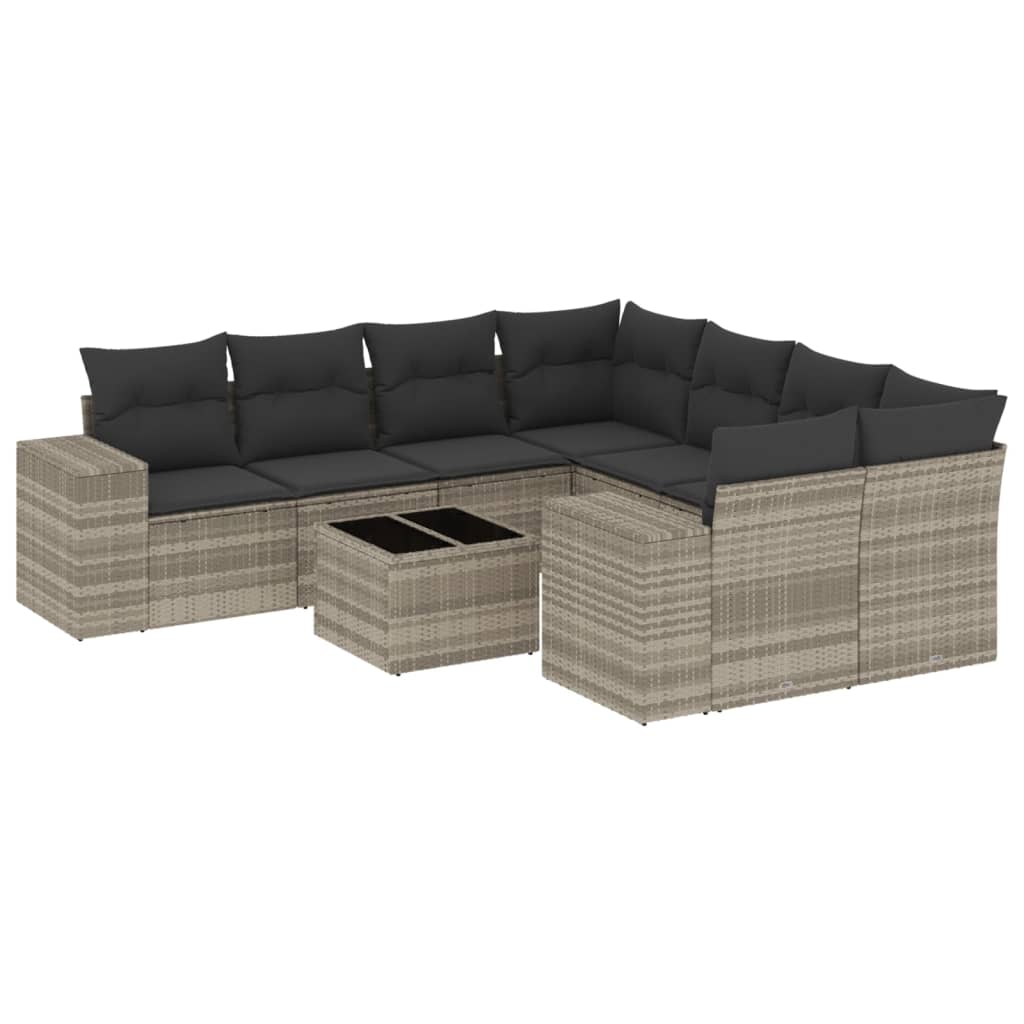 9-delige Loungeset met kussens poly rattan lichtgrijs is nu te koop bij PeponiXL, paradijselijk wonen!