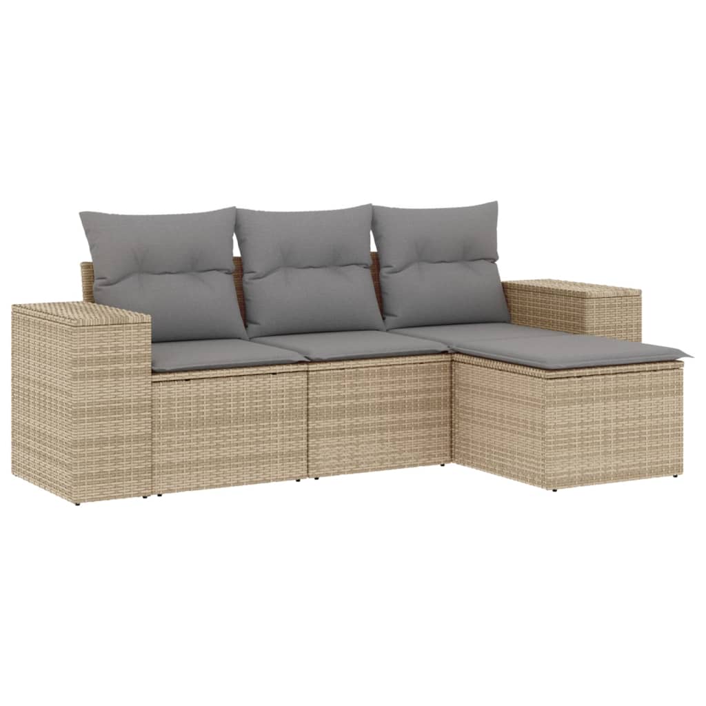 4-delige Loungeset met kussens poly rattan beige is nu te koop bij PeponiXL, paradijselijk wonen!