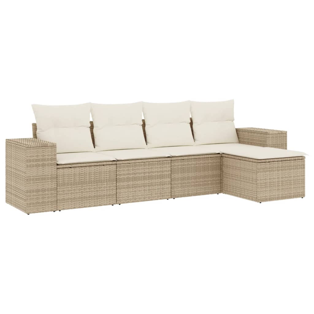 5-delige Loungeset met kussens poly rattan beige is nu te koop bij PeponiXL, paradijselijk wonen!