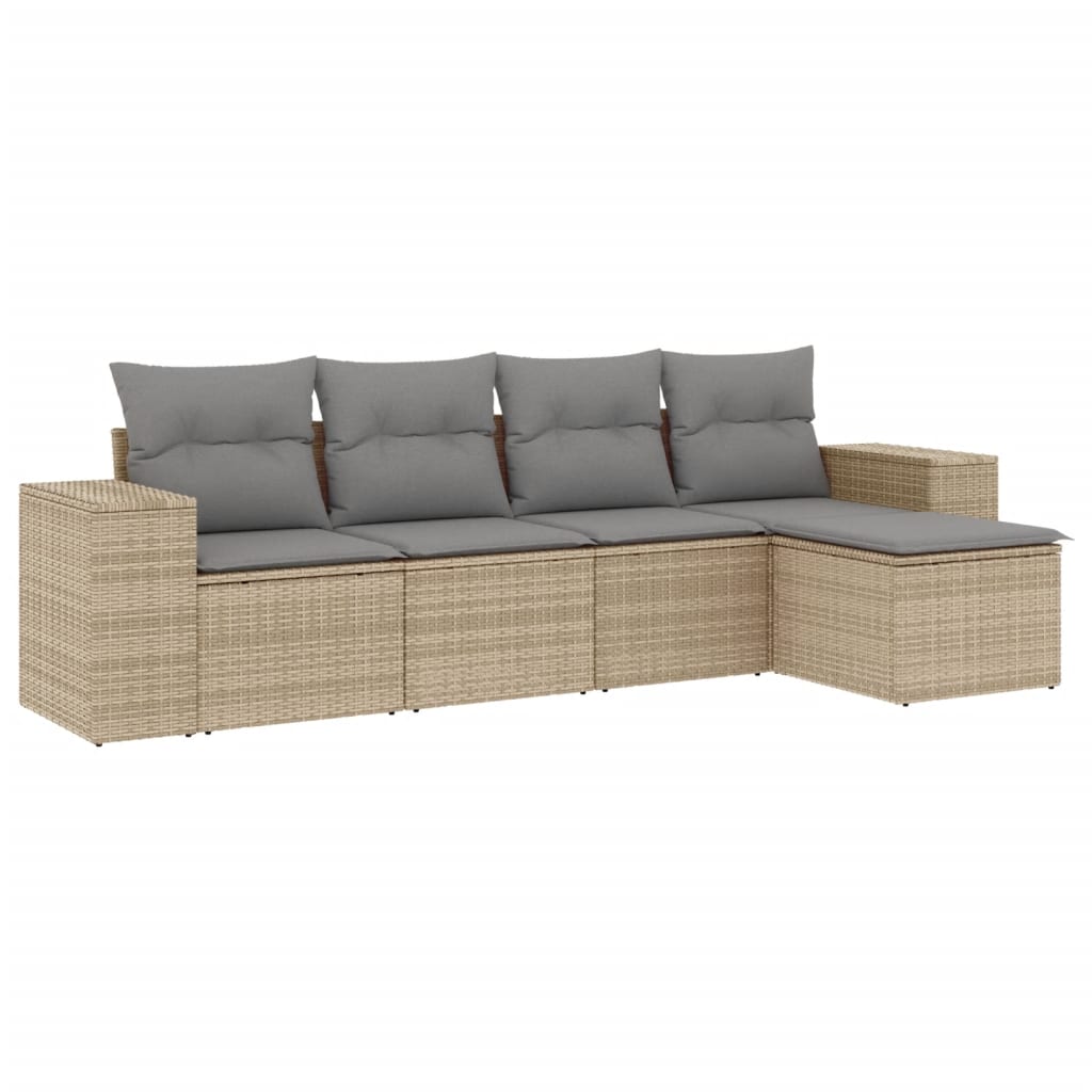 5-delige Loungeset met kussens poly rattan beige is nu te koop bij PeponiXL, paradijselijk wonen!