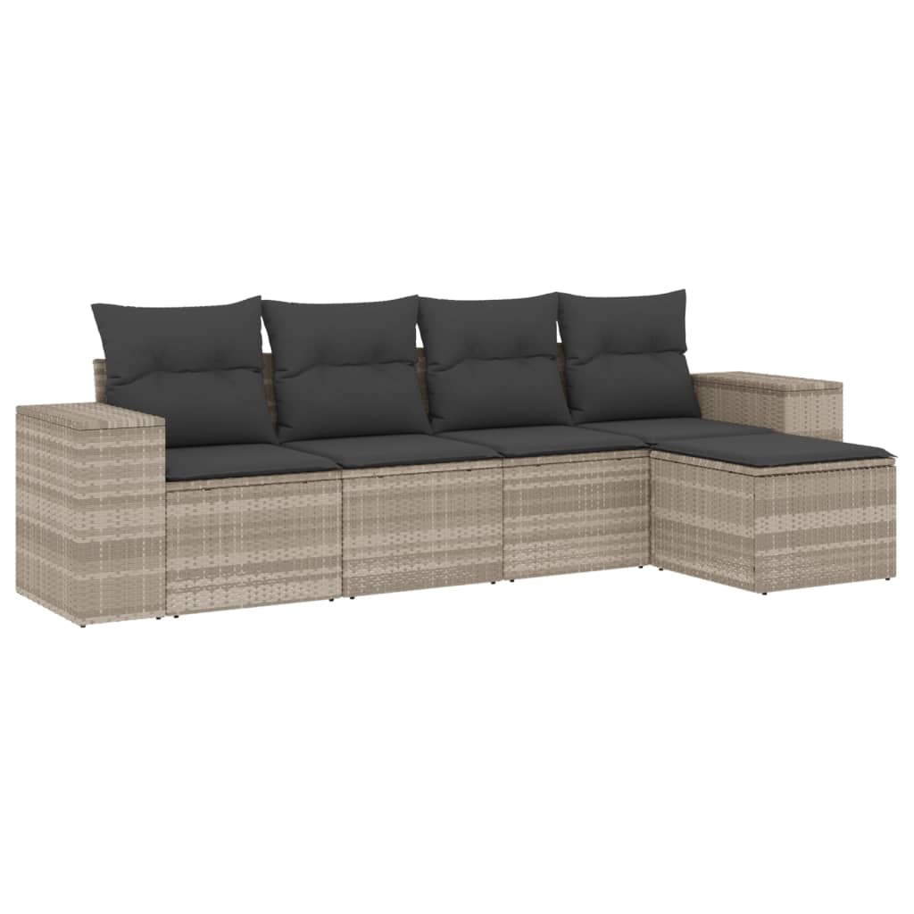 5-delige Loungeset met kussens poly rattan lichtgrijs is nu te koop bij PeponiXL, paradijselijk wonen!