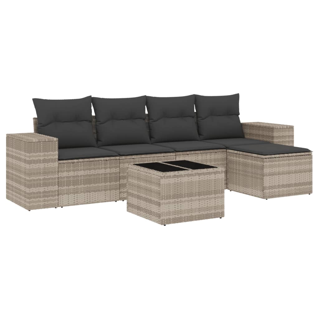 6-delige Loungeset met kussens poly rattan lichtgrijs is nu te koop bij PeponiXL, paradijselijk wonen!