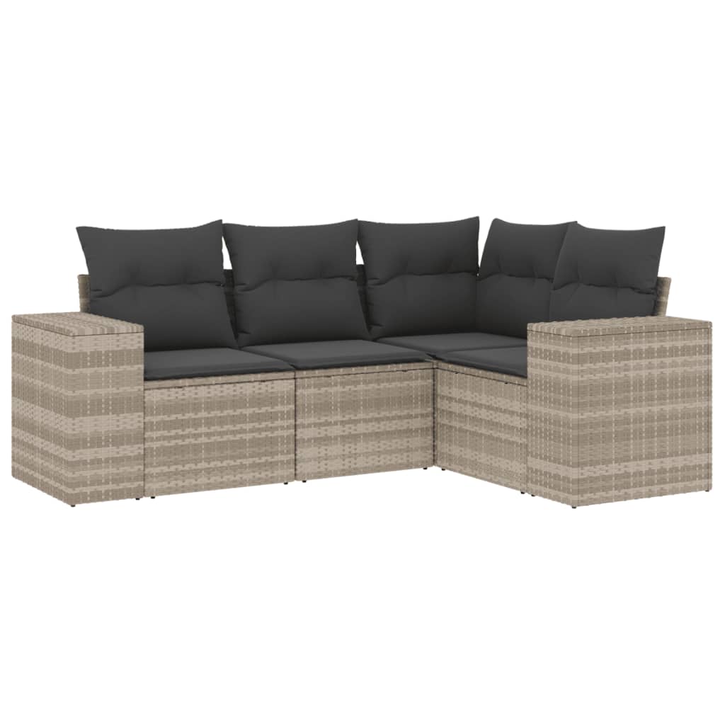 4-delige Loungeset met kussens poly rattan lichtgrijs is nu te koop bij PeponiXL, paradijselijk wonen!