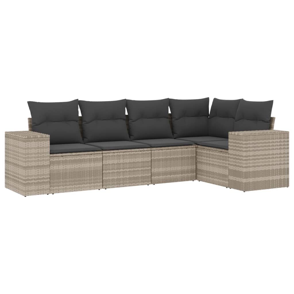 5-delige Loungeset met kussens poly rattan lichtgrijs is nu te koop bij PeponiXL, paradijselijk wonen!