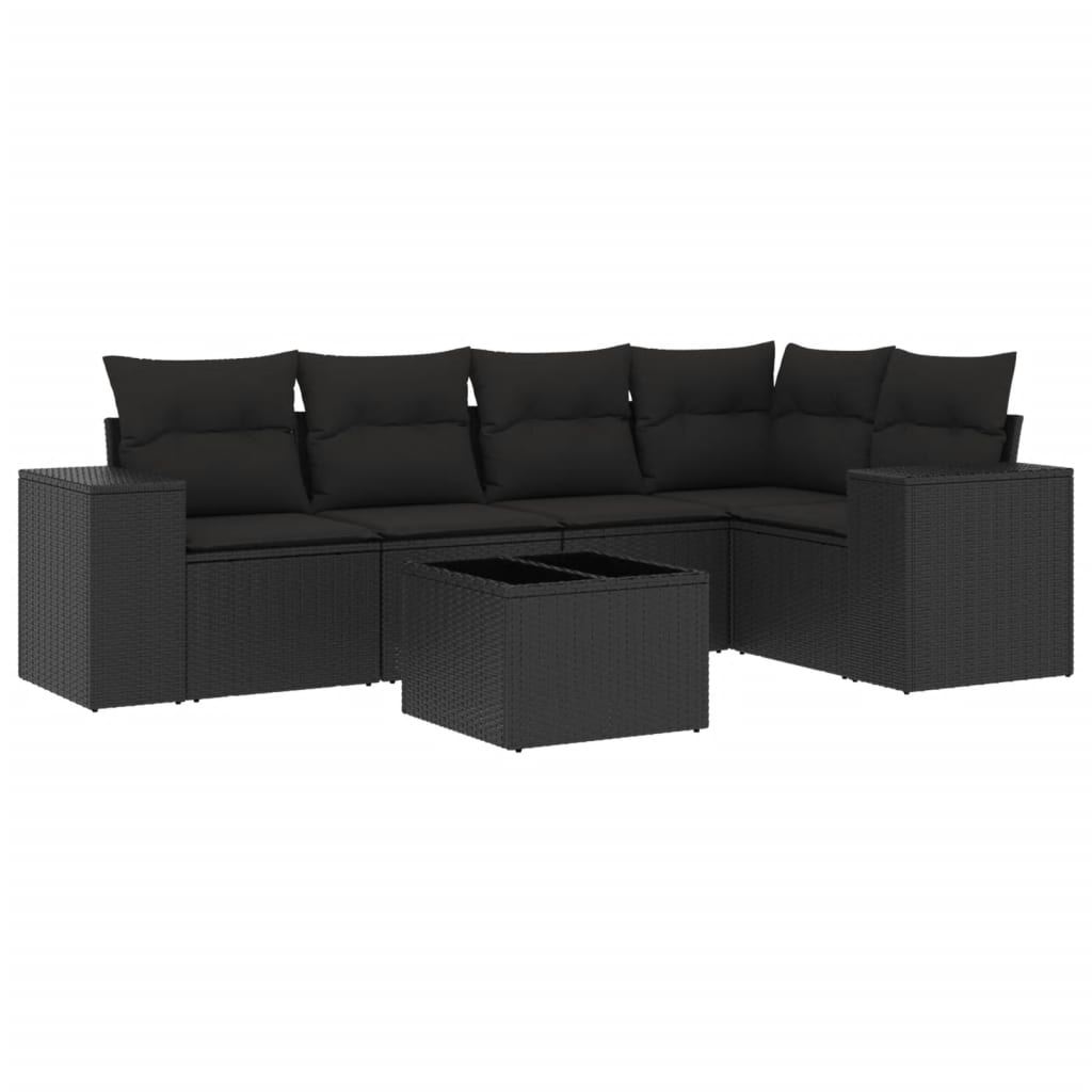 6-delige Loungeset met kussens poly rattan zwart is nu te koop bij PeponiXL, paradijselijk wonen!