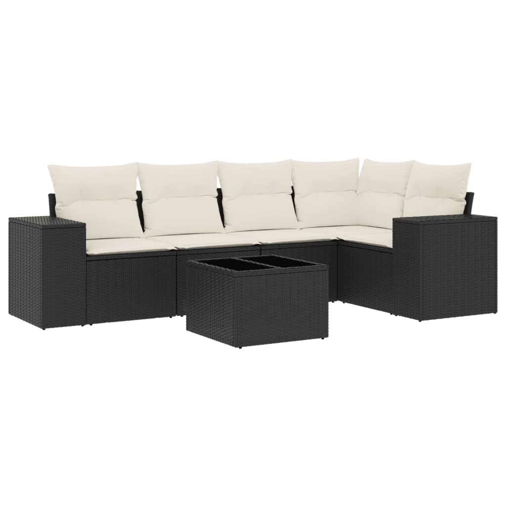 6-delige Loungeset met kussens poly rattan zwart is nu te koop bij PeponiXL, paradijselijk wonen!