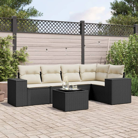 6-delige Loungeset met kussens poly rattan zwart is nu te koop bij PeponiXL, paradijselijk wonen!