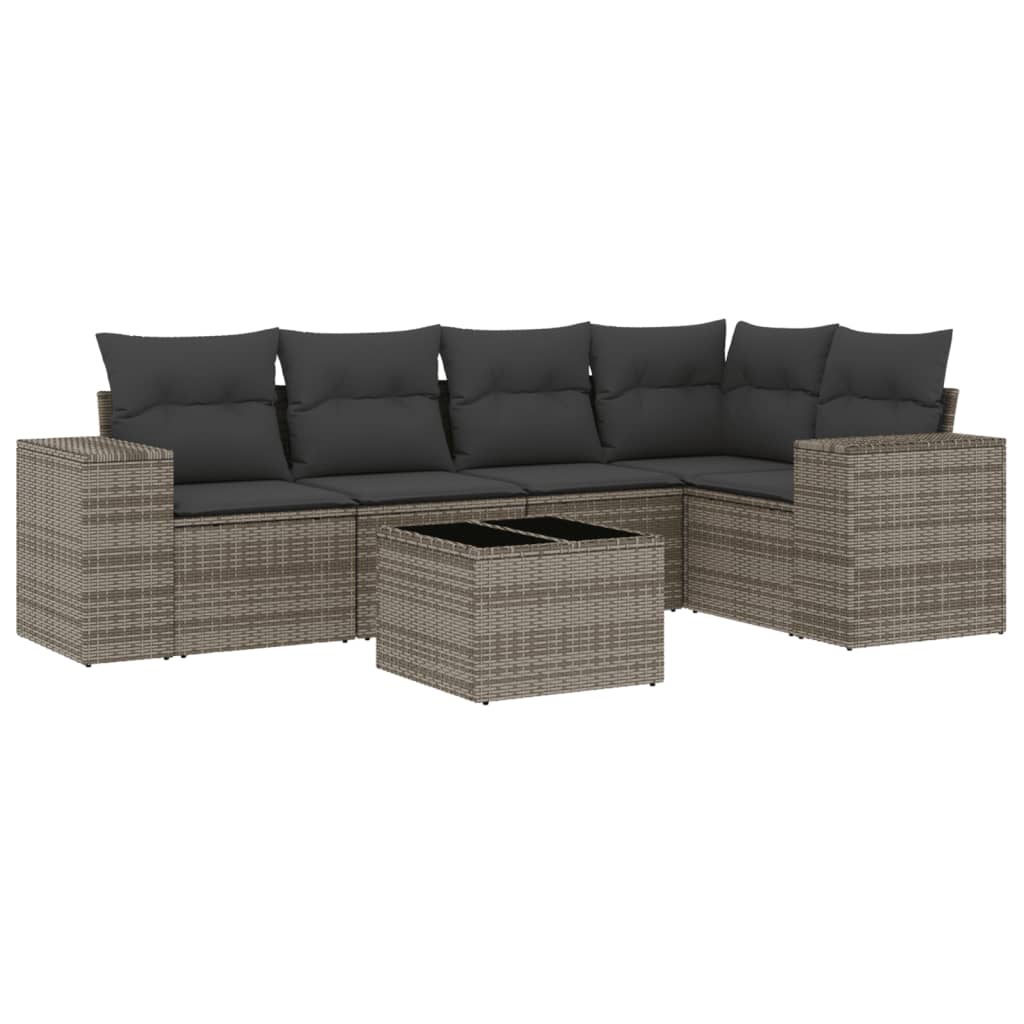 6-delige Loungeset met kussens poly rattan grijs is nu te koop bij PeponiXL, paradijselijk wonen!