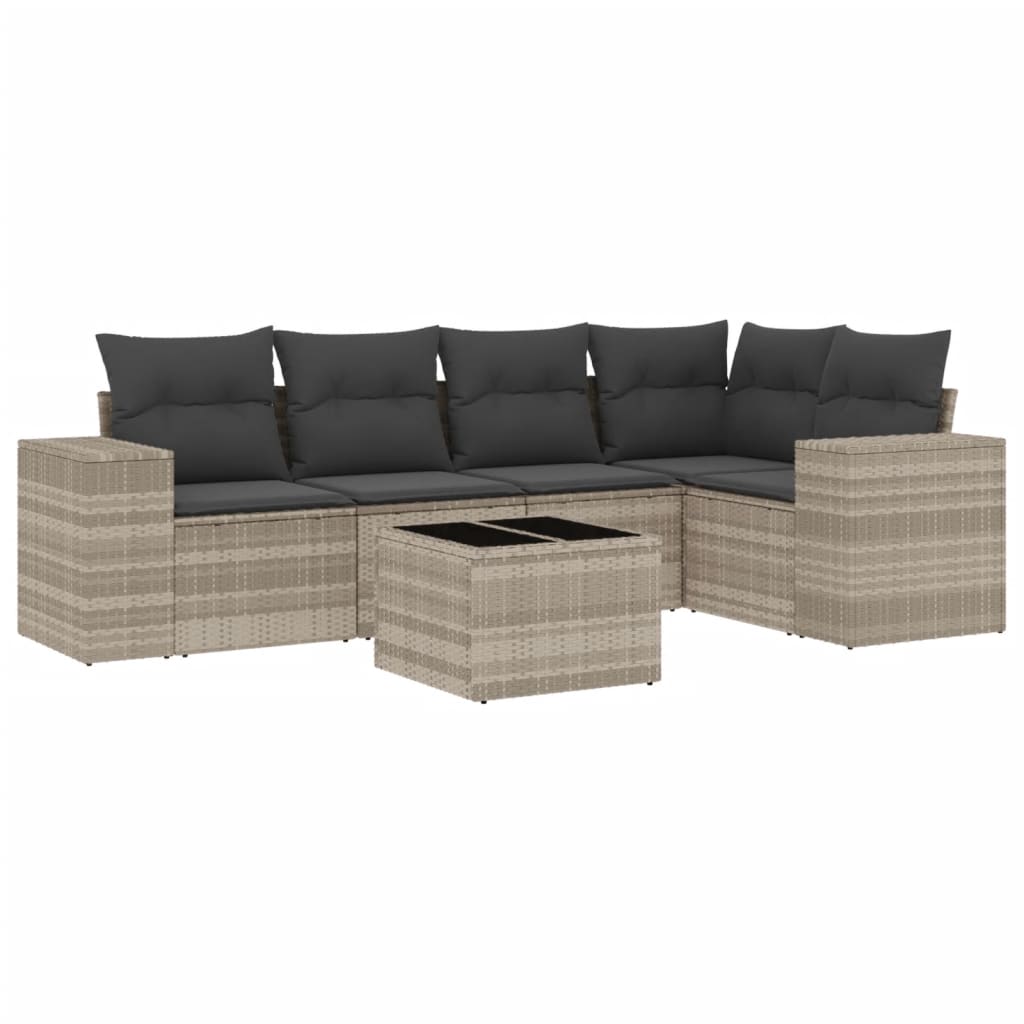 6-delige Loungeset met kussens poly rattan lichtgrijs is nu te koop bij PeponiXL, paradijselijk wonen!