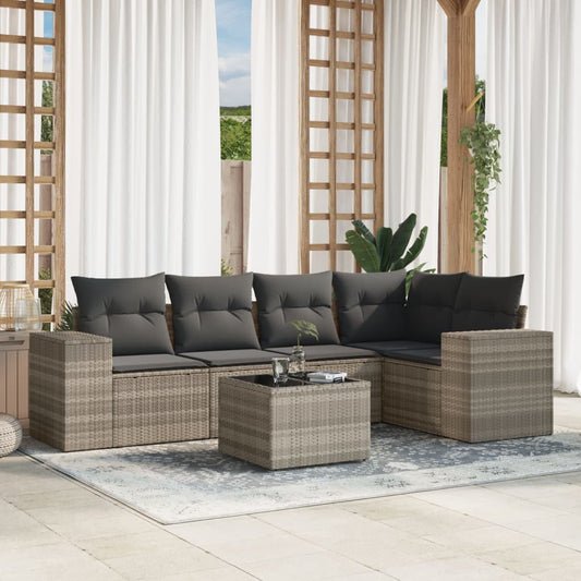 6-delige Loungeset met kussens poly rattan lichtgrijs is nu te koop bij PeponiXL, paradijselijk wonen!