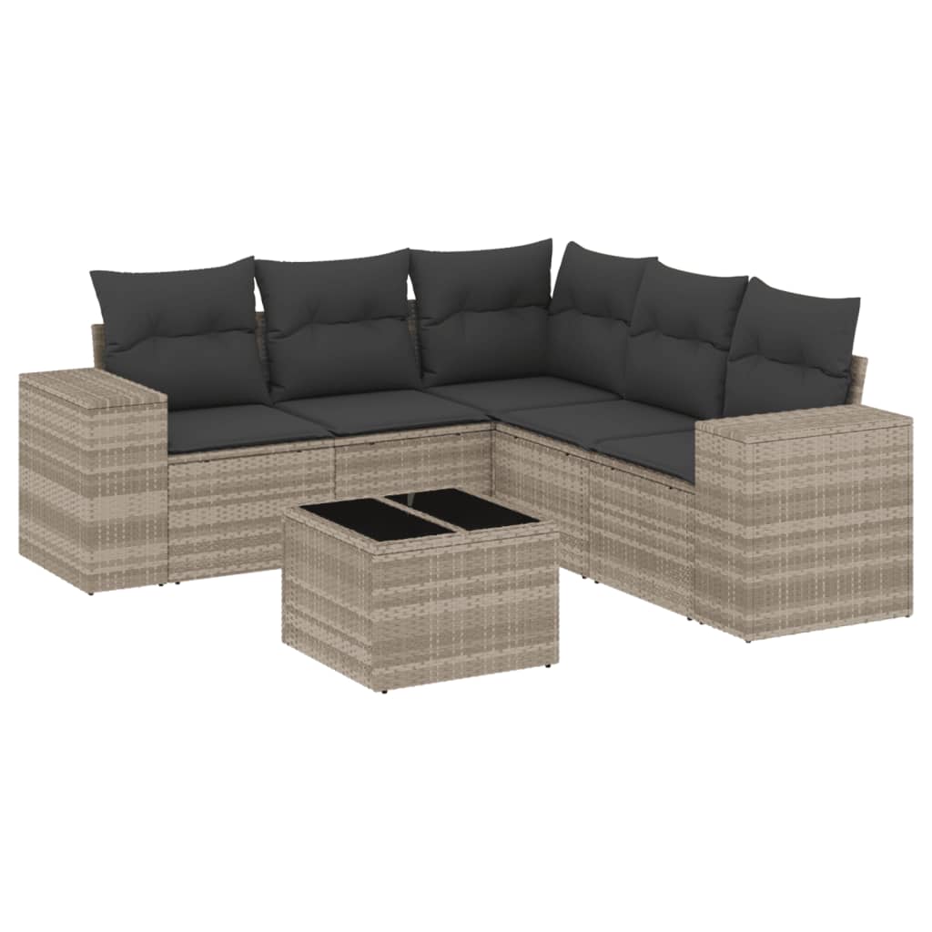 6-delige Loungeset met kussens poly rattan lichtgrijs is nu te koop bij PeponiXL, paradijselijk wonen!