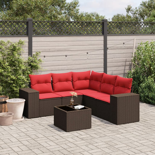 6-delige tuinbankset met kussens, bruin polyrotan is nu te koop bij PeponiXL, paradijselijk wonen!