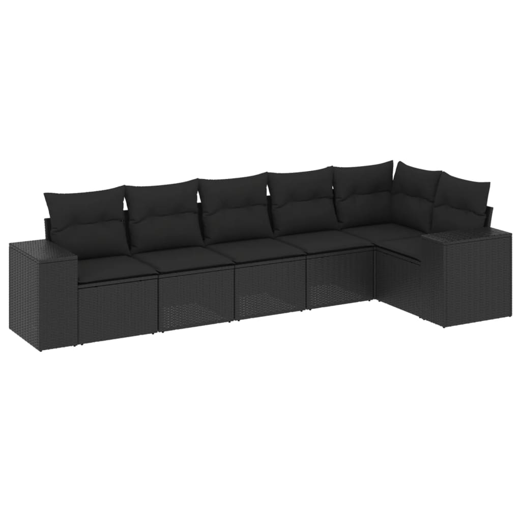 6-delige Loungeset met kussens poly rattan zwart is nu te koop bij PeponiXL, paradijselijk wonen!