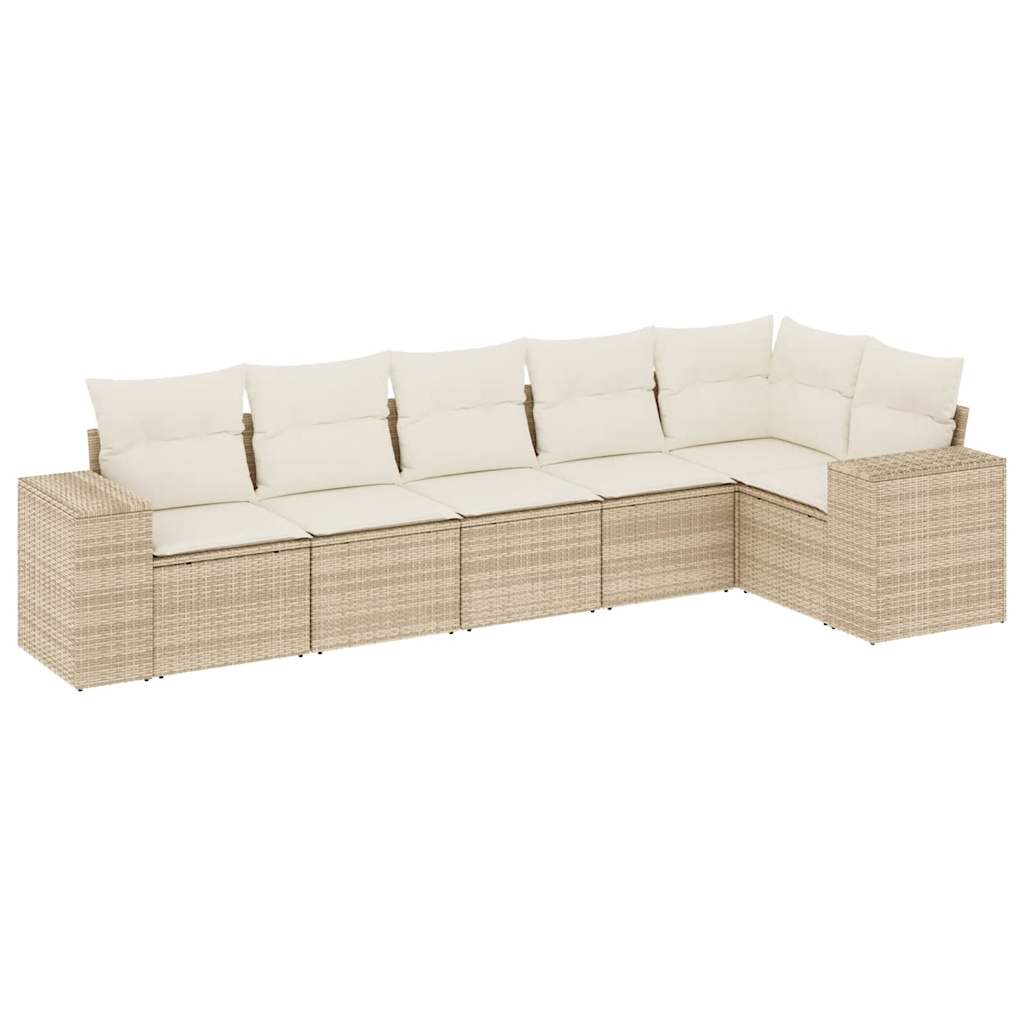 6-delige Loungeset met kussens poly rattan beige is nu te koop bij PeponiXL, paradijselijk wonen!