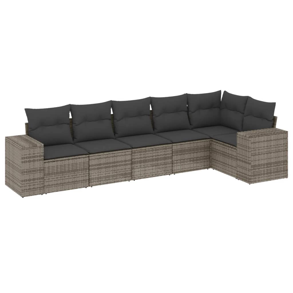 6-delige Loungeset met kussens poly rattan grijs is nu te koop bij PeponiXL, paradijselijk wonen!
