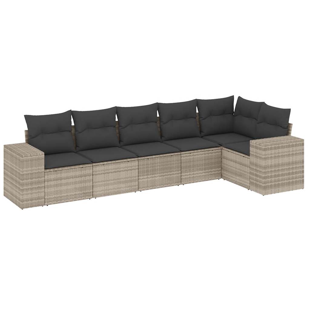6-delige Loungeset met kussens poly rattan lichtgrijs is nu te koop bij PeponiXL, paradijselijk wonen!