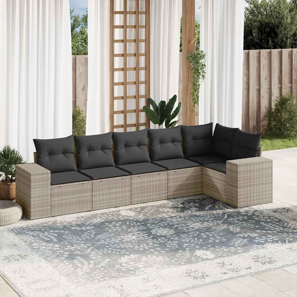 6-delige Loungeset met kussens poly rattan lichtgrijs is nu te koop bij PeponiXL, paradijselijk wonen!