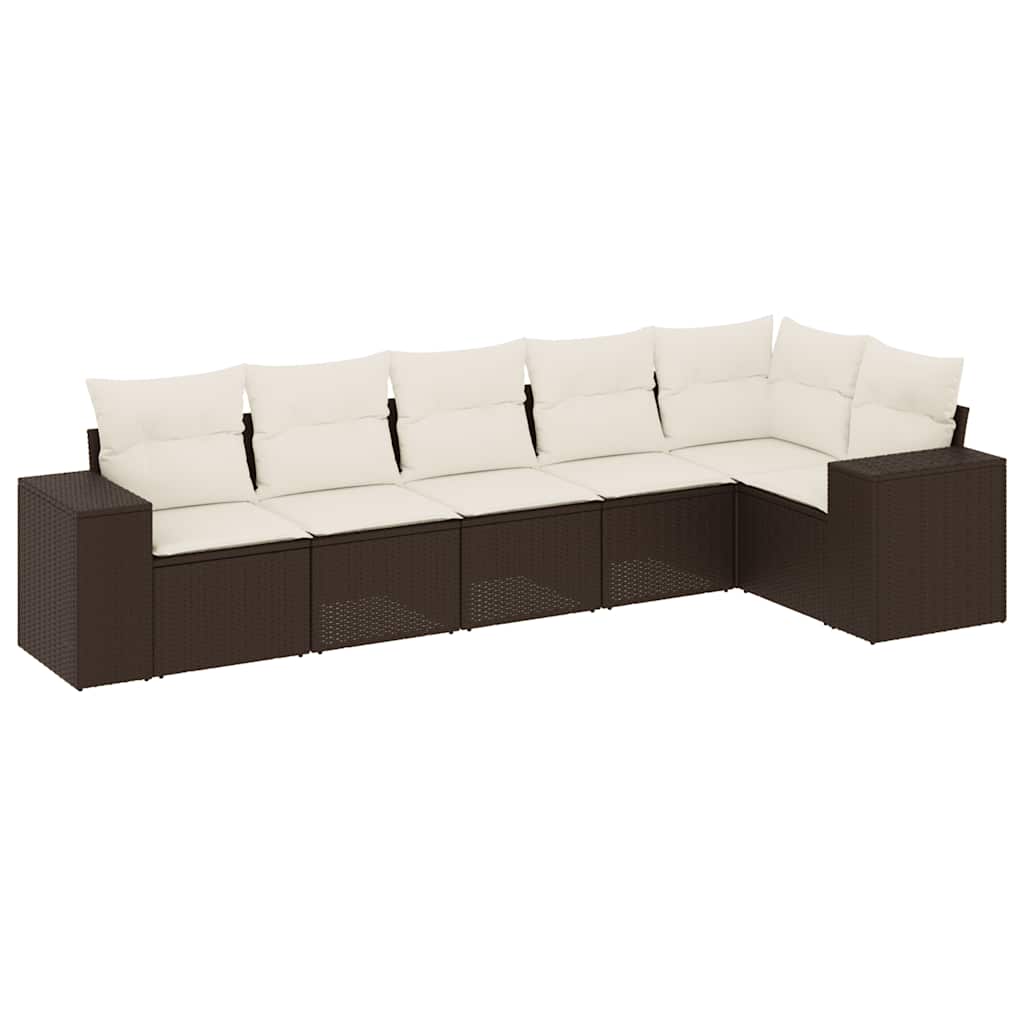 6-delige Loungeset met kussens poly rattan bruin is nu te koop bij PeponiXL, paradijselijk wonen!