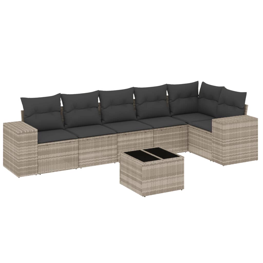 7-delige Loungeset met kussens poly rattan lichtgrijs is nu te koop bij PeponiXL, paradijselijk wonen!