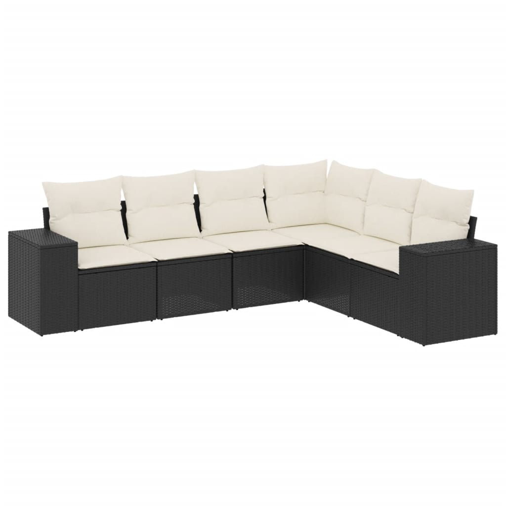 6-delige Loungeset met kussens poly rattan zwart is nu te koop bij PeponiXL, paradijselijk wonen!