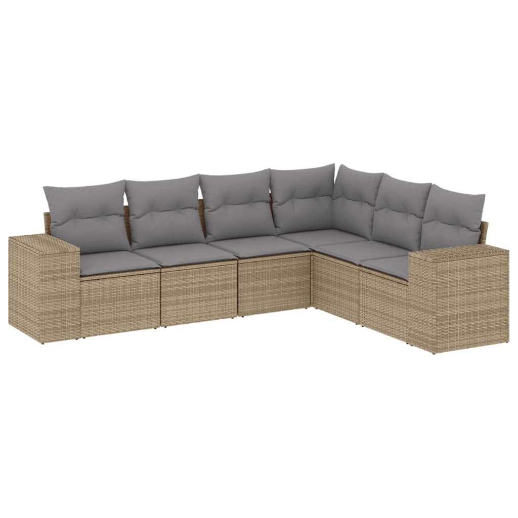 6-delige Loungeset met kussens poly rattan beige is nu te koop bij PeponiXL, paradijselijk wonen!