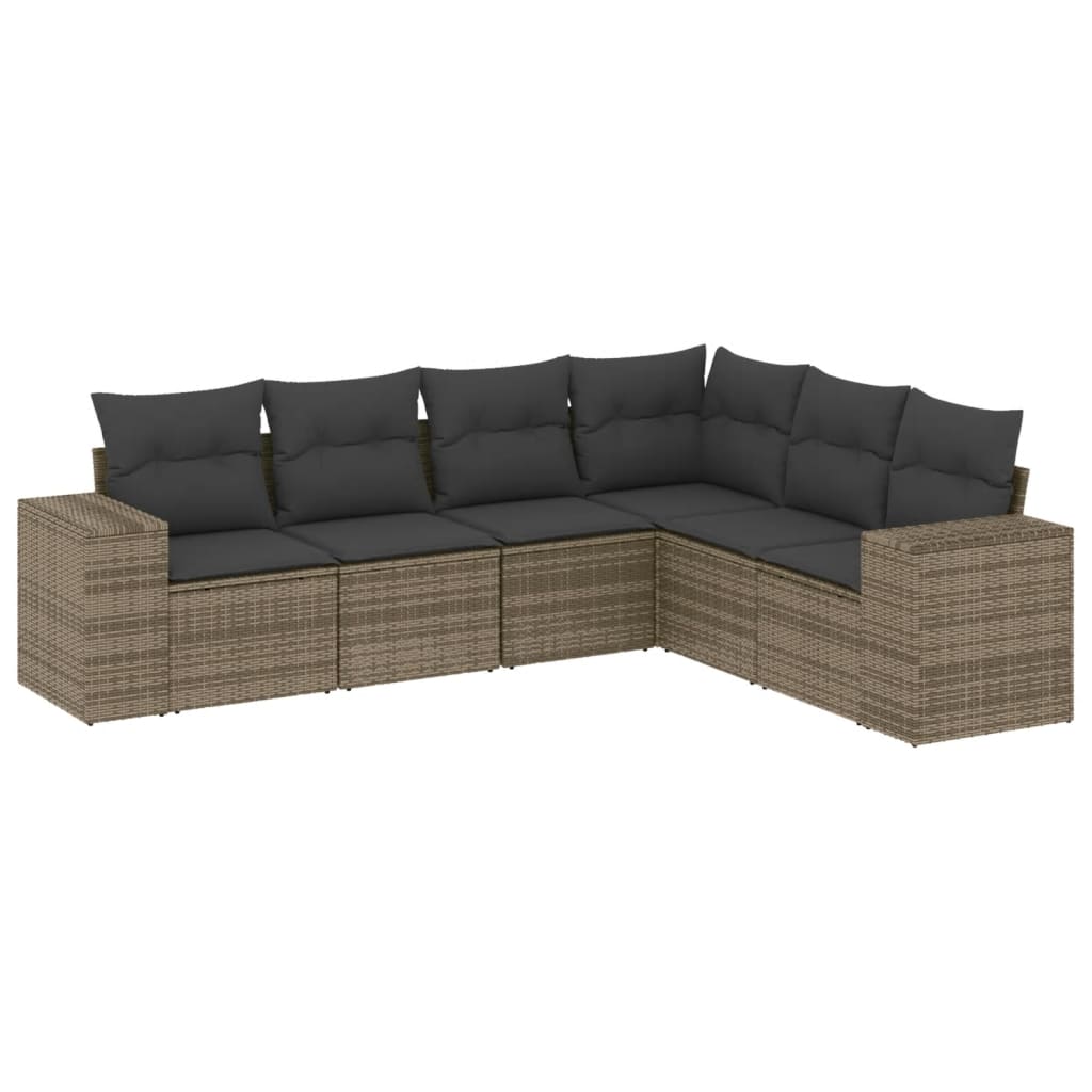 6-delige Loungeset met kussens poly rattan grijs is nu te koop bij PeponiXL, paradijselijk wonen!