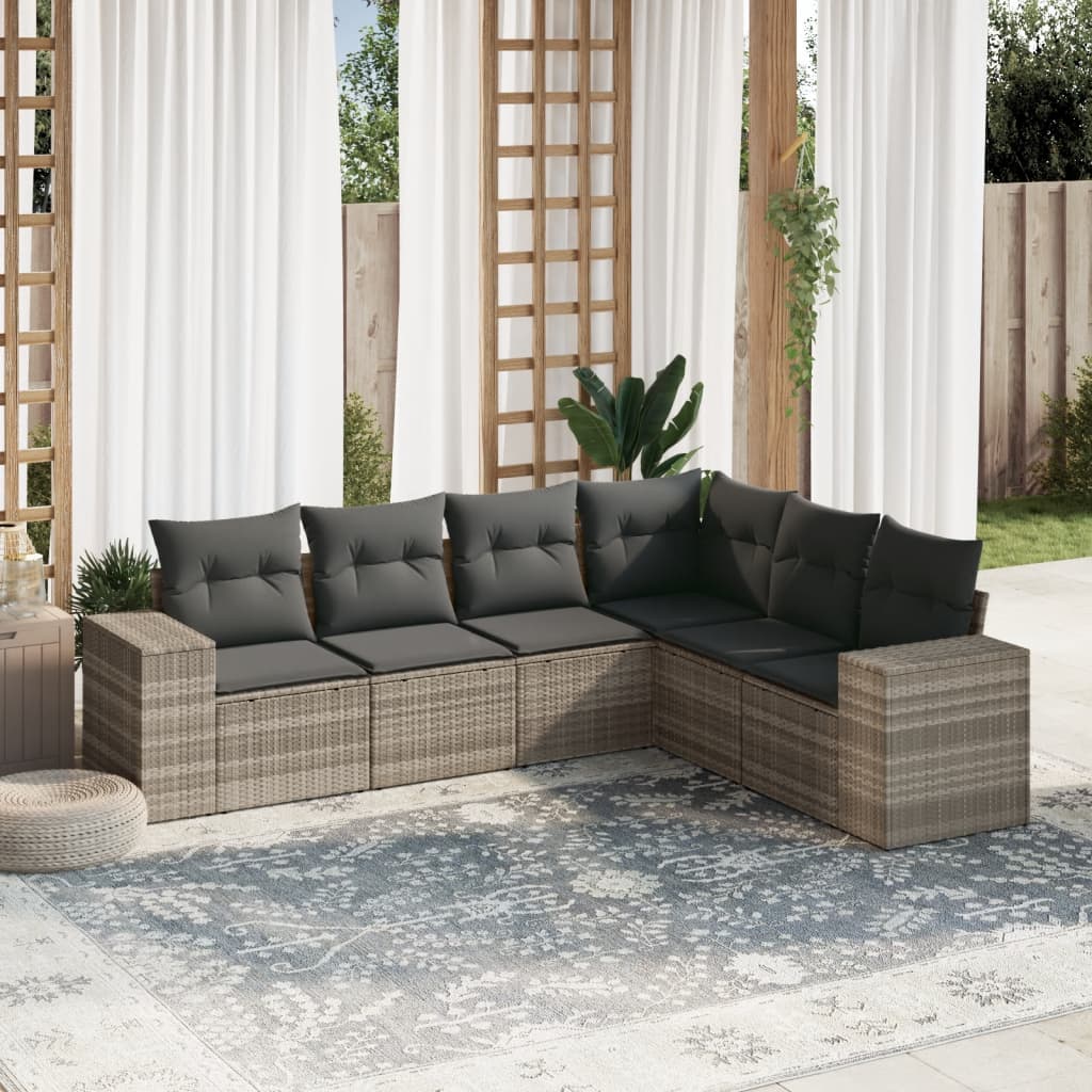 6-delige Loungeset met kussens poly rattan lichtgrijs is nu te koop bij PeponiXL, paradijselijk wonen!