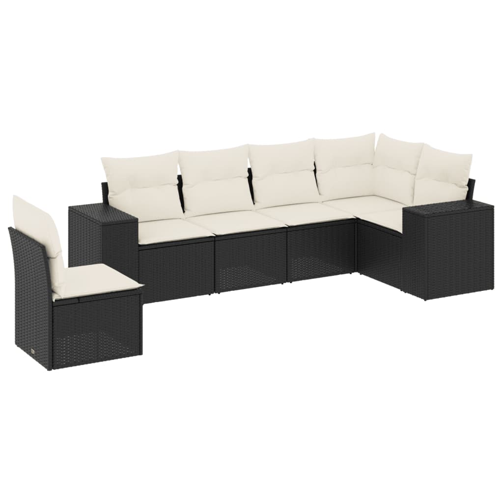6-delige Loungeset met kussens poly rattan zwart is nu te koop bij PeponiXL, paradijselijk wonen!