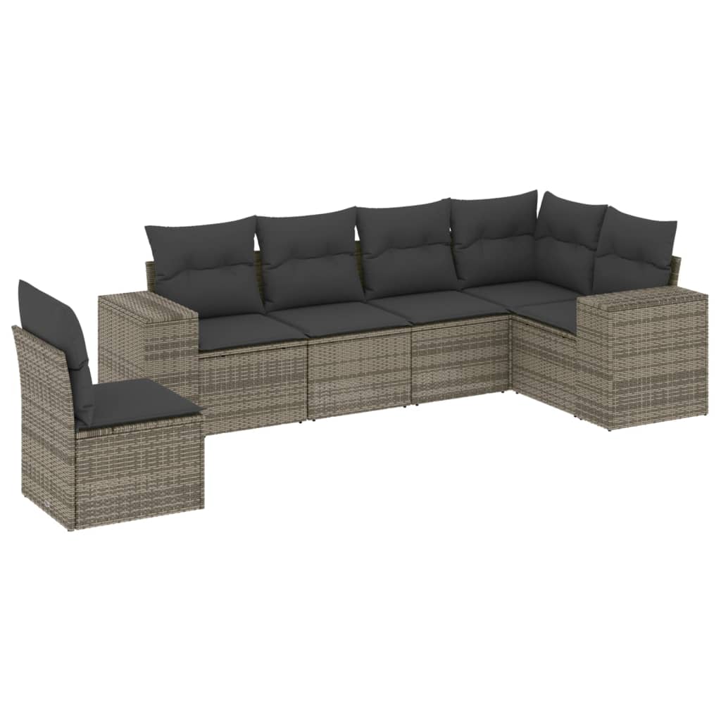 6-delige Loungeset met kussens poly rattan grijs is nu te koop bij PeponiXL, paradijselijk wonen!