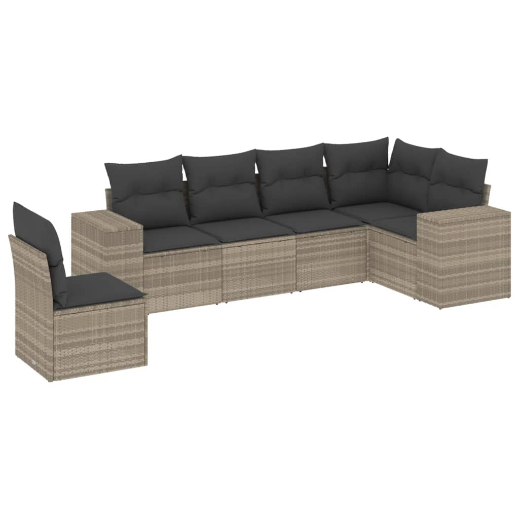 6-delige Loungeset met kussens poly rattan lichtgrijs is nu te koop bij PeponiXL, paradijselijk wonen!