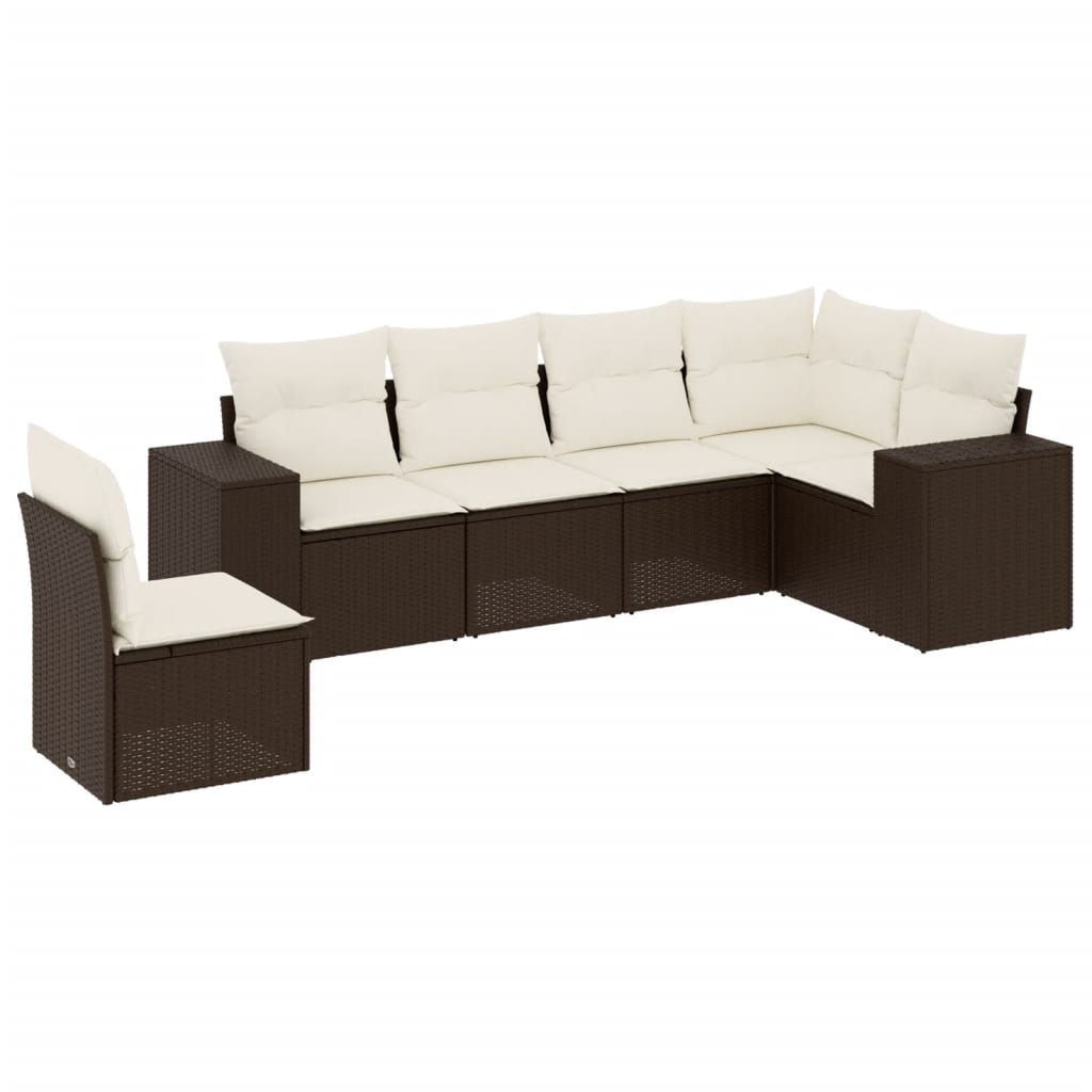 6-delige Loungeset met kussens poly rattan bruin is nu te koop bij PeponiXL, paradijselijk wonen!