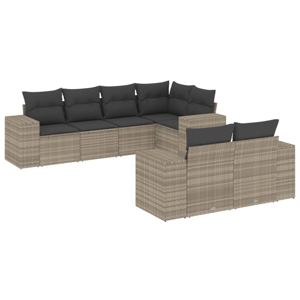 7-delige Loungeset met kussens poly rattan lichtgrijs is nu te koop bij PeponiXL, paradijselijk wonen!