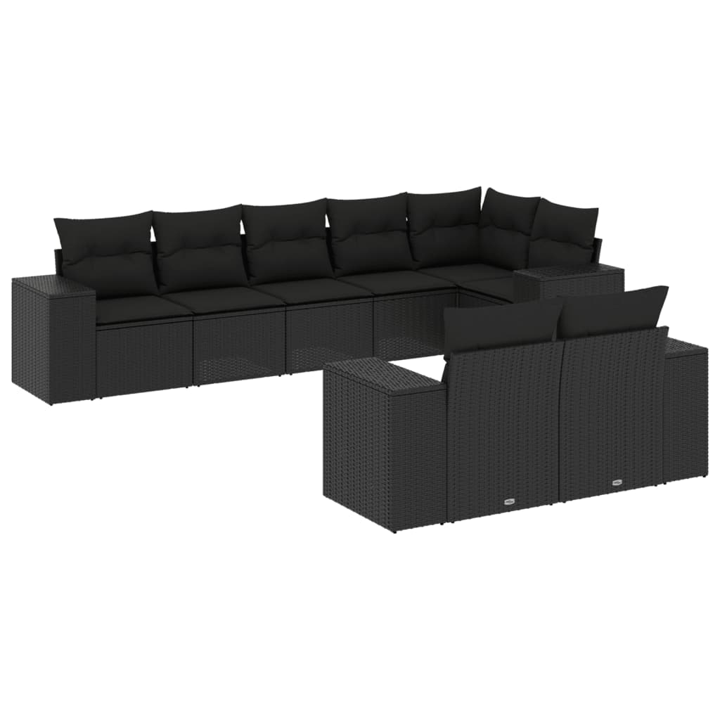 8-delige Loungeset met kussens poly rattan zwart is nu te koop bij PeponiXL, paradijselijk wonen!