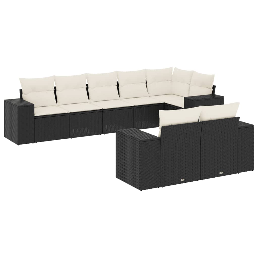 8-delige Loungeset met kussens poly rattan zwart is nu te koop bij PeponiXL, paradijselijk wonen!