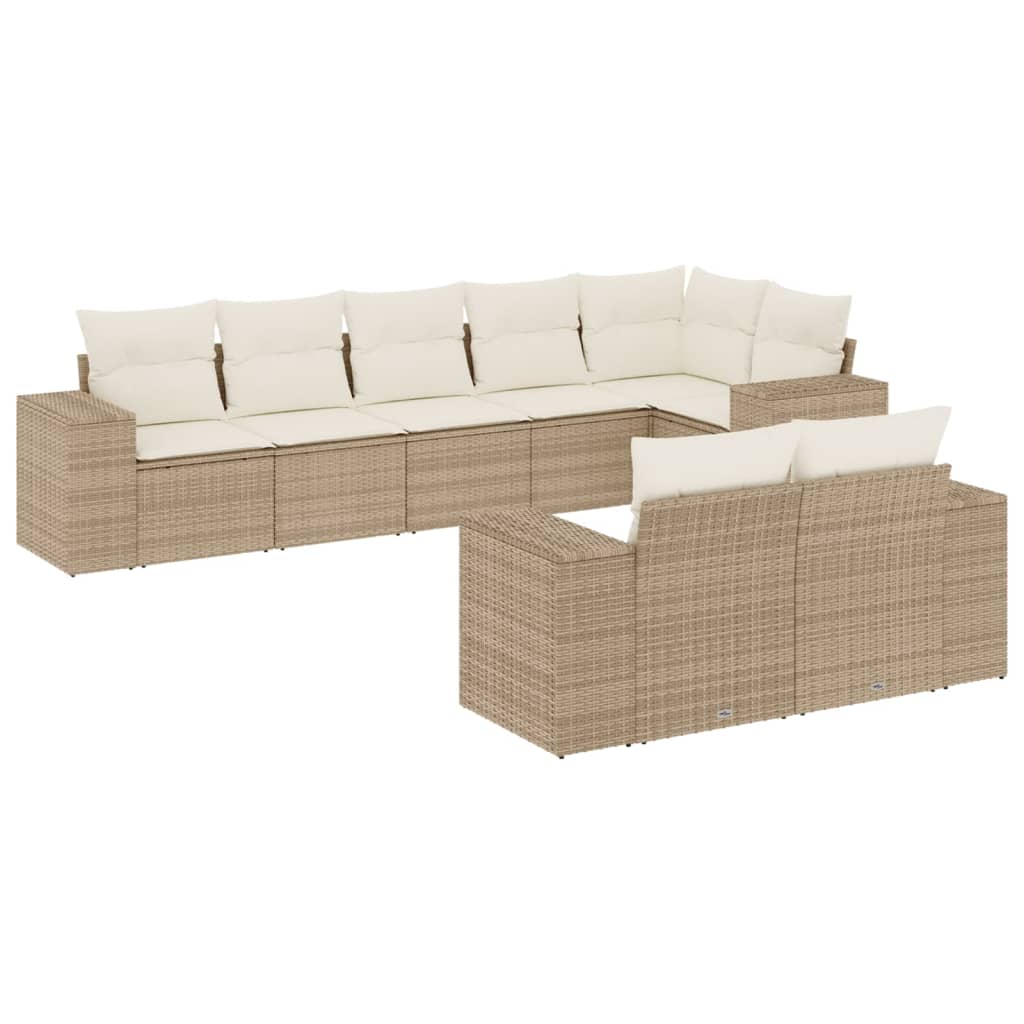 8-delige Loungeset met kussens poly rattan beige is nu te koop bij PeponiXL, paradijselijk wonen!